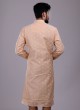 Thread Work Kurta Pajama In Peach Color